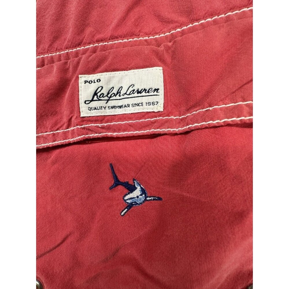 Vintage Polo Ralph Lauren Mens Swim Trunks Sz L 90s Y2K Board Short Red Sharks - Picture 7 of 15